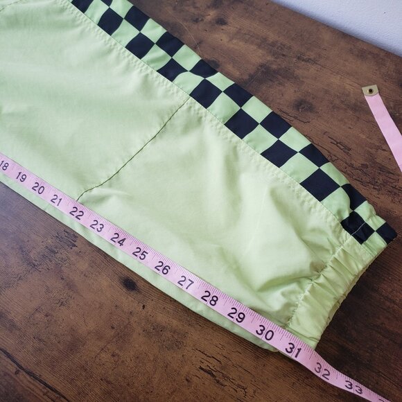 VANS Off The Wall BMX Skate Track Pants Joggers Checkers Neon Yellow Green *note - Picture 14 of 15